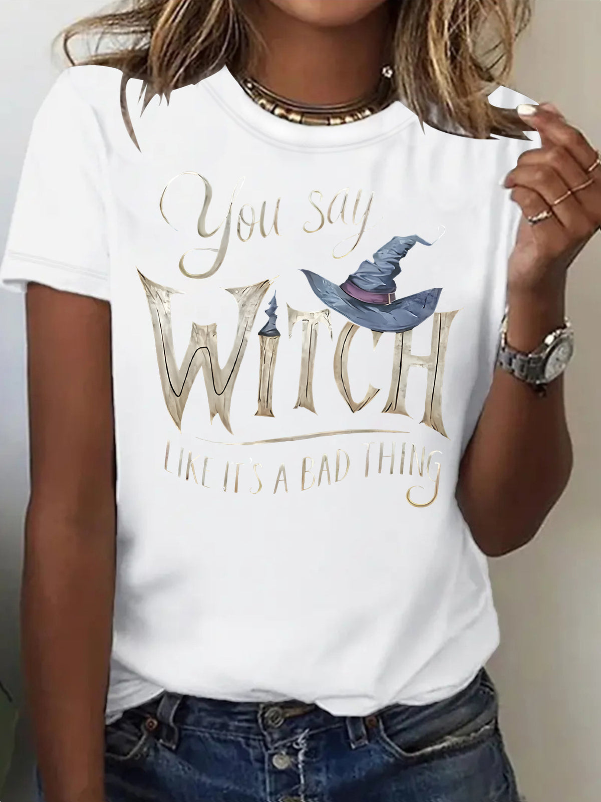 Printed short sleeved witch Halloween