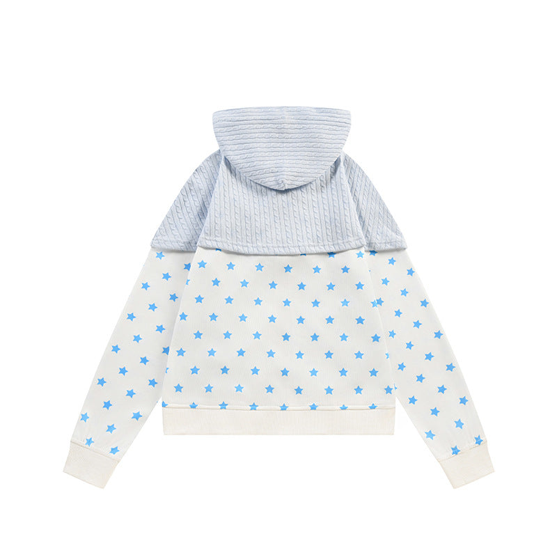Twisted flower patchwork star hoodie