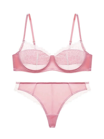 Anti convex point sexy pure desire lingerie French bra lace with steel ring thin lingerie women's set