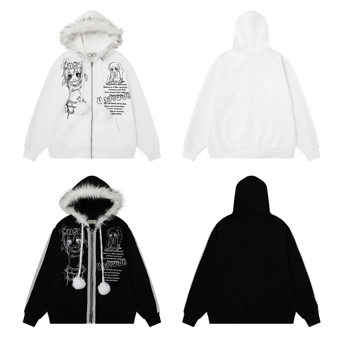 Woolen ball drawstring hooded sweatshirt