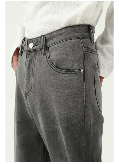 Wide Straight Men's Jeans with Pockets