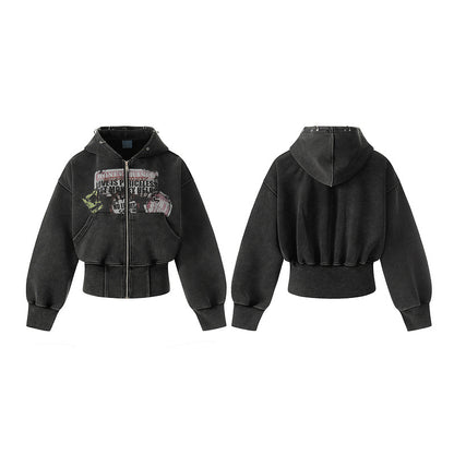 Waist hugging hooded sweatshirt for women spicy girl jacket