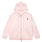 Pink teddy bear embroidered three bar cardigan sweatshirt