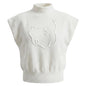 Half high neck sleeveless knitted vest women's sweater
