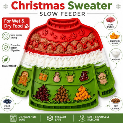 Christmas Pet Licking Mat with Silicone, Multi-Suction Cups, Non-Slip, Slow Feeding, Calming Interactive Licking Pad