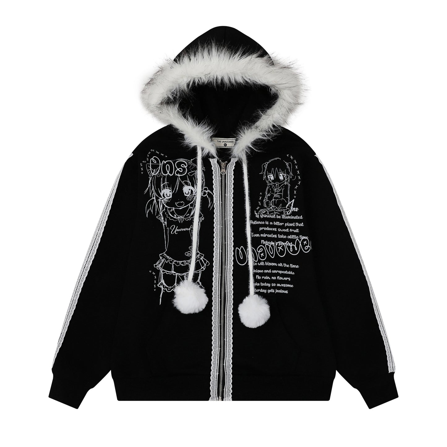 Woolen ball drawstring hooded sweatshirt