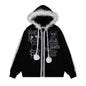 Woolen ball drawstring hooded sweatshirt