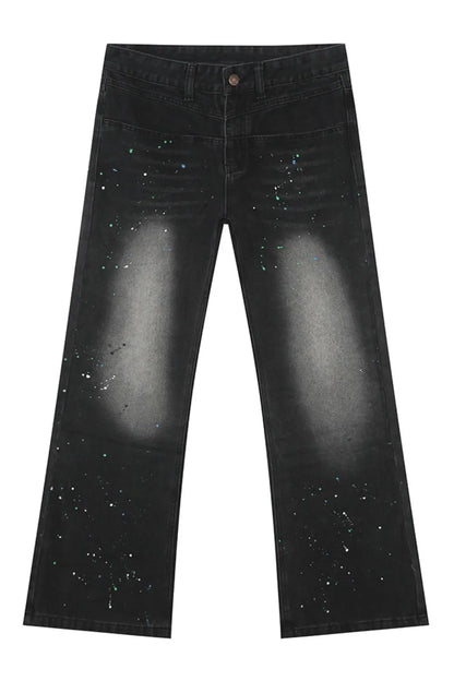 Splash Ink Washed Jeans with Pockets