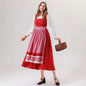 Vintage Rustic Style Little Red Riding Hood Dress, German Bavarian Traditional Servant Costume Cosplay Dress