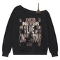 Slanted shoulder off shoulder short hoodie with stacked leopard print