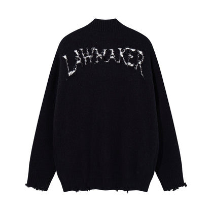 Old torn edge zipper design jacket