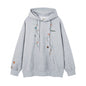 Floral embroidery hooded sweatshirt