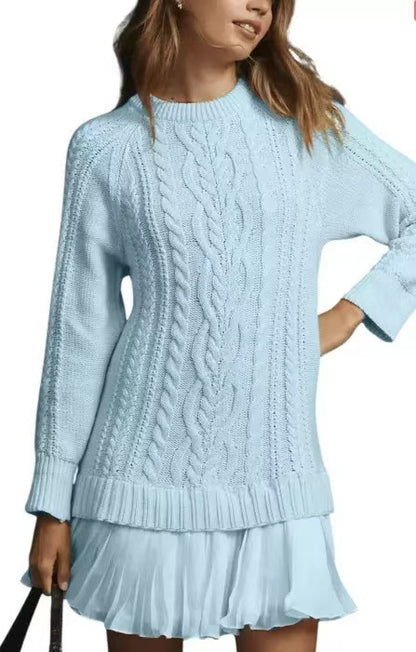Comfortable Casual Fashion Knit Sweater with Cable Pattern for Women