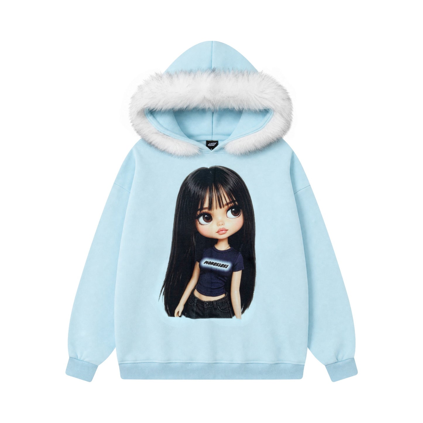 Doll figure printed hoodie