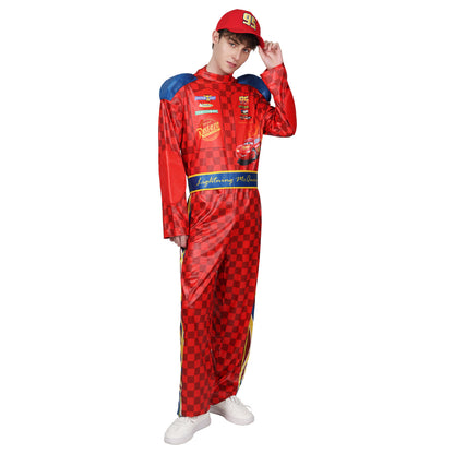 Racing Costume Adult Lightning McQueen Cosplay Outfit Halloween Outdoor Jumpsuit