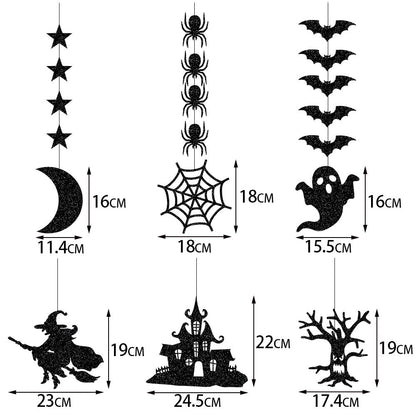 Halloween Decorative Streamer Hanging Decorations, Halloween Spider Witch Ghost Bat Ornaments, Halloween Party Atmosphere Decoration Props 6pcs