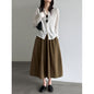 Elastic High-Waisted A-Line Skirt for Women, Office Wear, Versatile Bubble Umbrella Skirt