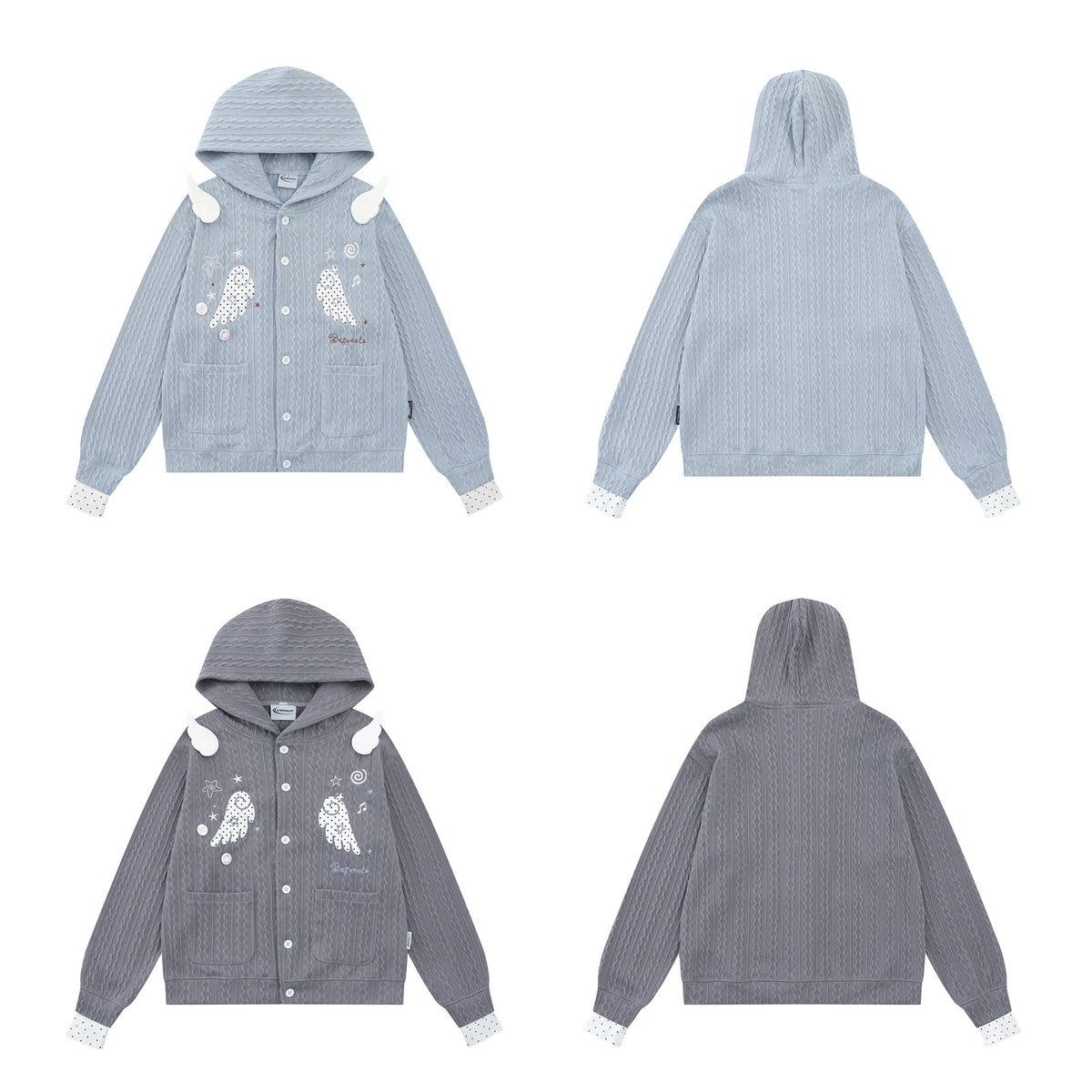 Angel wing embroidered hoodie