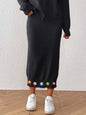 Skirt with 3D Hand-Crocheted Flower Decoration, Fitted Bodycon Midi Skirt, Women's Knit Dress Skirt