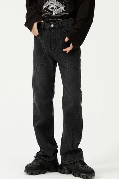 Straight-Leg Jeans with Stitch Detail