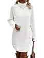 Open cut pullover high neck sweater for women's casual knitwear dress