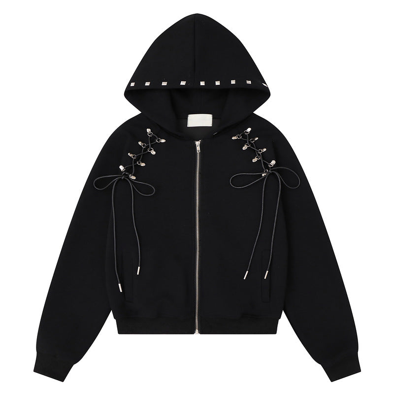 Double sided multi button tied bow casual jacket