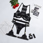 Fashion embroidery strap cross underwear gathering with steel ring four piece set