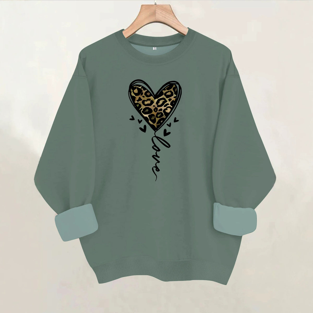 Printed round neck fleece hoodie