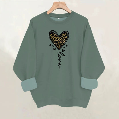 Printed round neck fleece hoodie