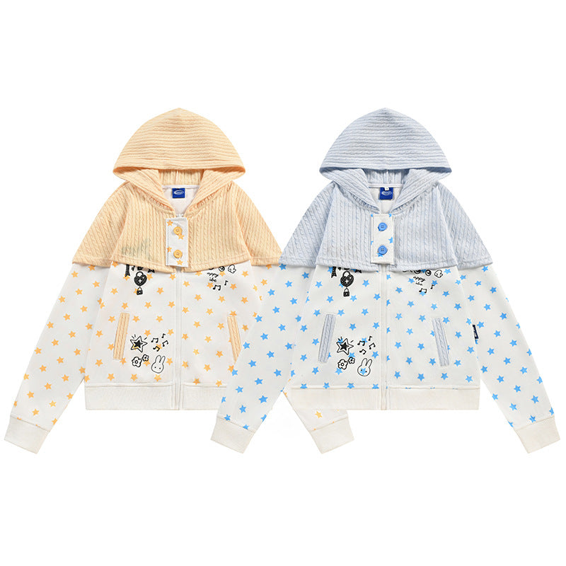 Twisted flower patchwork star hoodie