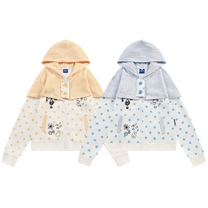 Twisted flower patchwork star hoodie