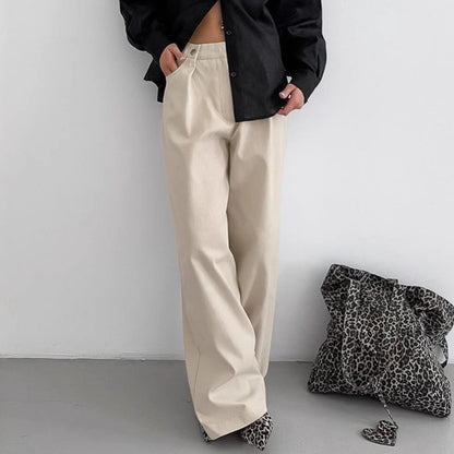 European and American Cowboy High Waist Wide Foot Versatile Casual Pants for Women