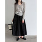 Elastic High-Waisted A-Line Skirt for Women, Office Wear, Versatile Bubble Umbrella Skirt