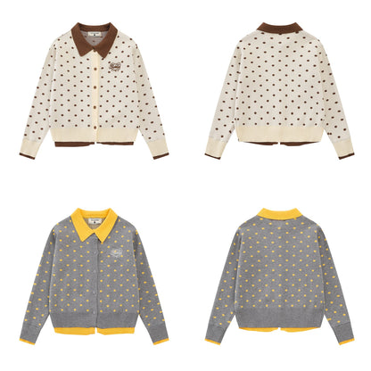 Chest letter embroidered knitted jacket