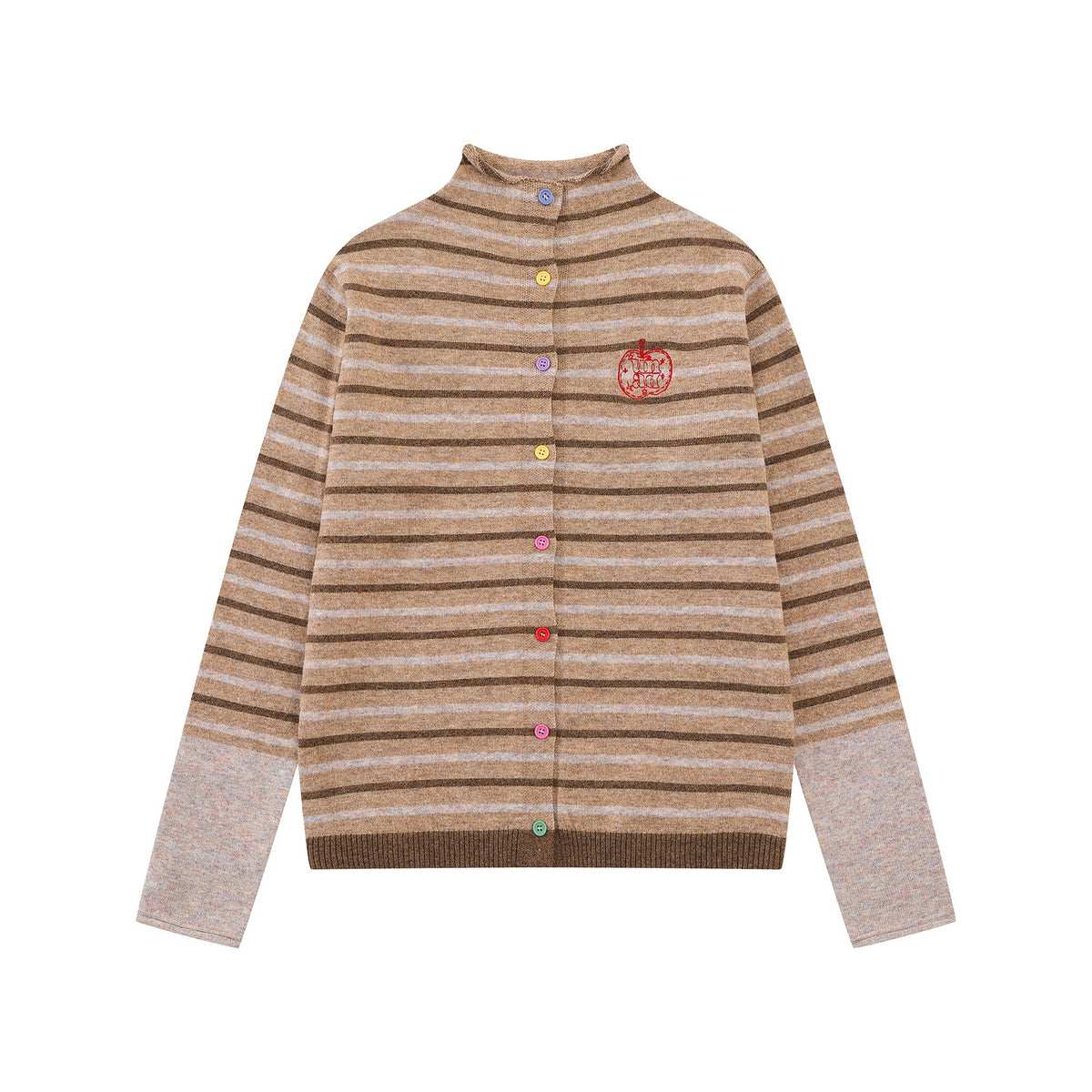 Striped contrasting splicing knitted jacket