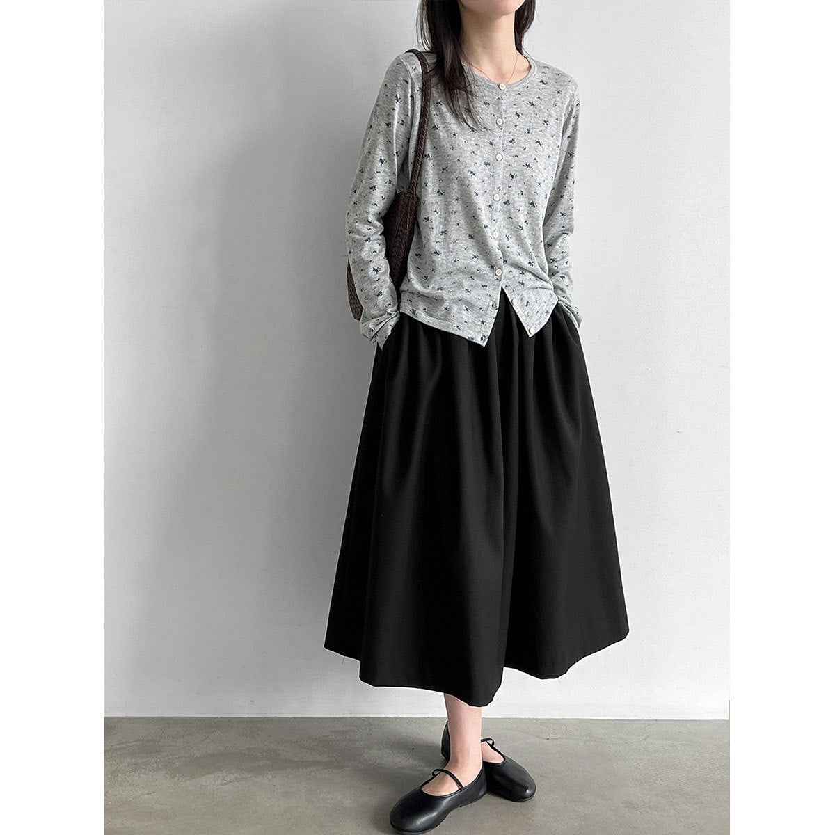 High-Waisted Pleated A-Line Maxi Skirt for Women  Hip-Hiding Slimming Commute Versatile Half Skirt
