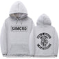 Casual Couple Pullover Fleece-Lined Hooded Sweatshirt with SAMCRO Print