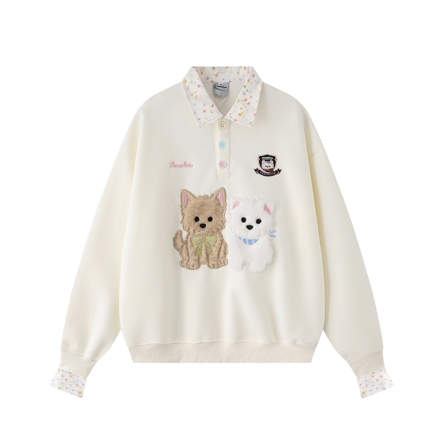 Collar puppy patch embroidered hoodie