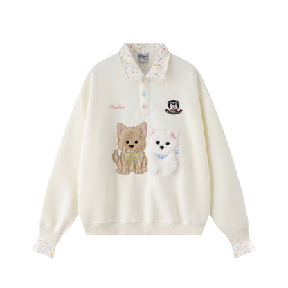 Collar puppy patch embroidered hoodie