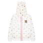 Full printed teddy bear ears hooded cardigan sweatshirt loose jacket