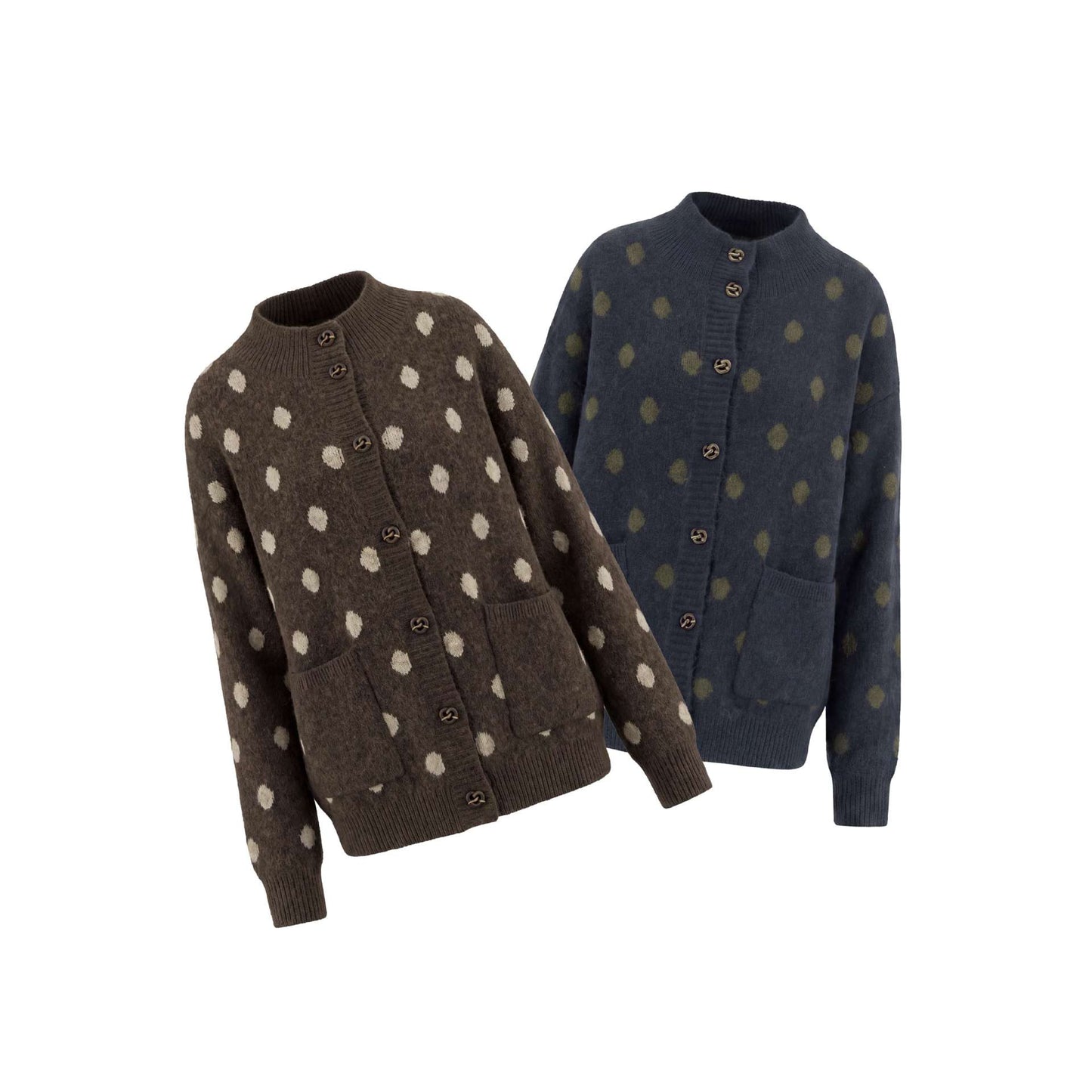 Half height collar polka dot jacket