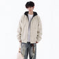 Men's  Hooded Leather Jacket Loose Fit Casual Faux Two-Piece Coat