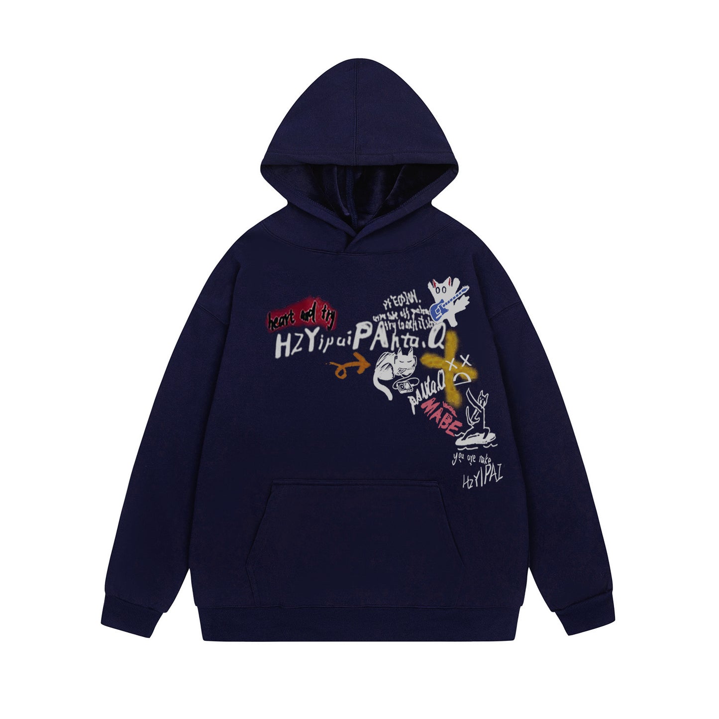 Cartoon printed hooded sweatshirt