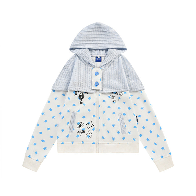 Twisted flower patchwork star hoodie