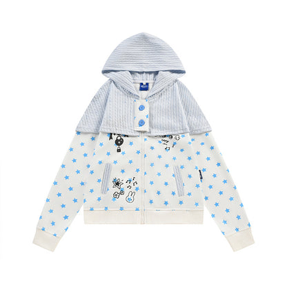 Twisted flower patchwork star hoodie
