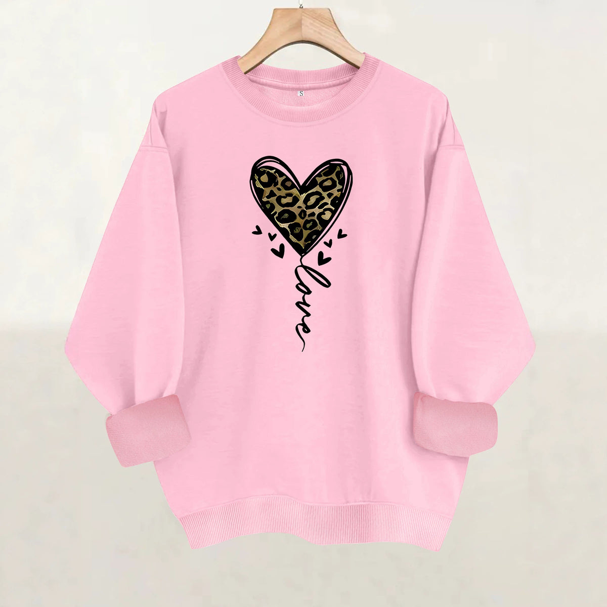 Printed round neck fleece hoodie