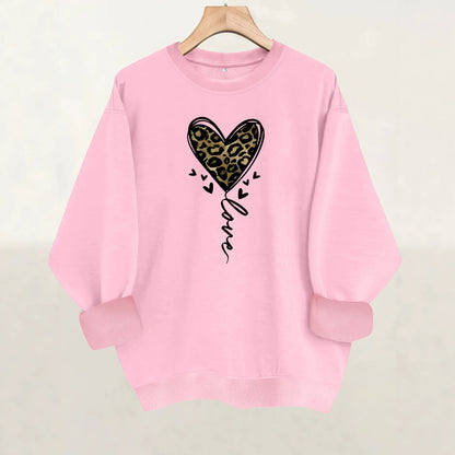 Printed round neck fleece hoodie