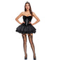Halloween Gothic Black Widow Rose Puff Sleeveless Mini Dress Witch Devil Vampire Costume