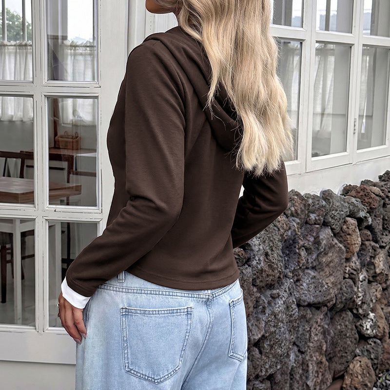 Color Block Long Sleeve Hooded Sweatshirt