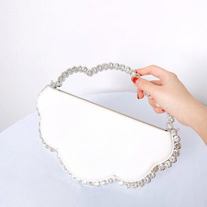 Whimsical New Evening Bag for Women, Handbag with Rhinestone Cloud Design, Chain Strap Crossbody Bag